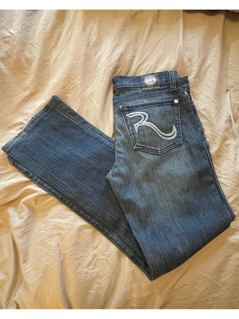 Rock & Republic Blue Denim Jeans with White Label